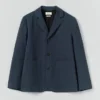 Blazer en coton et lin à rayures