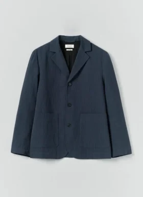 Blazer en coton et lin à rayures