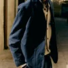 Blazer en coton et lin à rayures