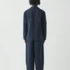 Blazer en coton et lin à rayures