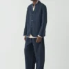Blazer en coton et lin à rayures