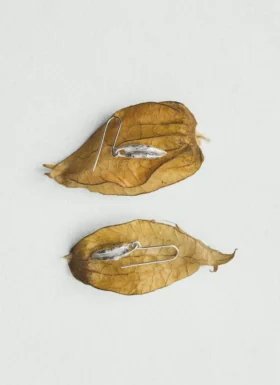 Boucles d&rsquo;oreilles en argent Alba en forme de gousse de cardamome