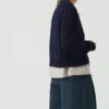 Cardigan à poches plaquées en laine et lin