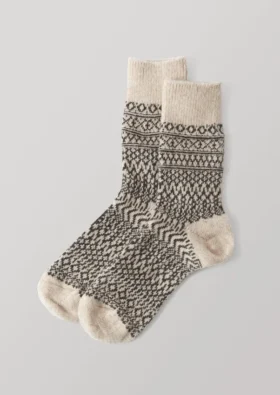 Chaussettes en jacquard de laine Nishiguchi Kutsushita