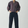 Chemise cache-cœur en coton rayé Pantry