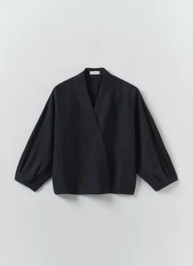 Chemise cache-cœur en lin et soie