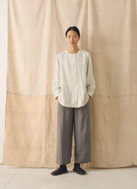 Chemise de chef en lin teint en pièce