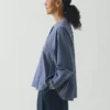 Chemise en chambray de coton et lin brodée