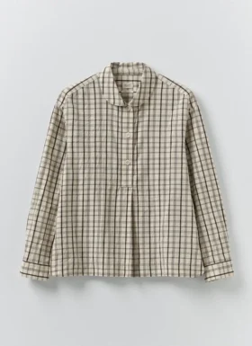 Chemise en coton à carreaux avec demi-patte de boutonnage