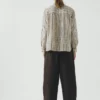 Chemise en coton à carreaux avec demi-patte de boutonnage