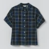 Chemise en coton et lin à carreaux