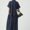 Chemise en coton et lin à carreaux