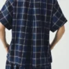 Chemise en coton et lin à carreaux