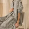 Chemise en coton facile à porter à rayures Tablier