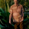 Chemise en coton imprimé au bloc multicolore