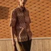 Chemise en coton imprimé au bloc multicolore