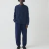 Chemise en denim à col grand-père et demi-patte de boutonnage