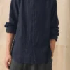 Chemise en lin à bouton-boucle