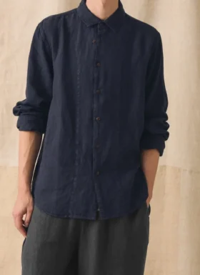 Chemise en lin à bouton-boucle