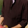 Chemise en lin à demi-patte
