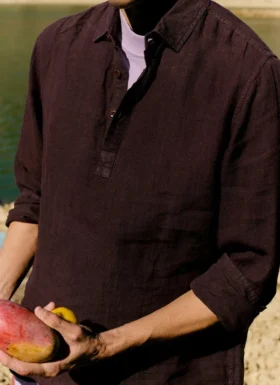 Chemise en lin à demi-patte