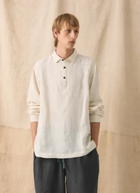 Chemise en lin à demi-patte