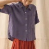Chemise en lin léger teint en pièce