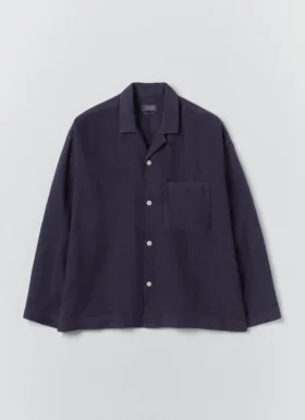 Chemise en lin teinte en pièce à col camp
