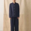 Chemise en lin teinte en pièce à col camp