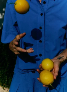 Chemise en popeline de coton et lin