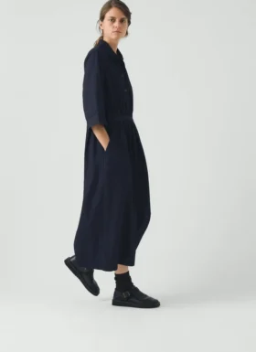 Chemise en sergé de coton indigo
