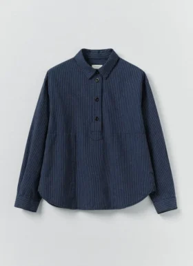 Chemise smockée à rayures chemin de fer