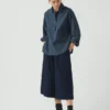 Chemise smockée à rayures chemin de fer