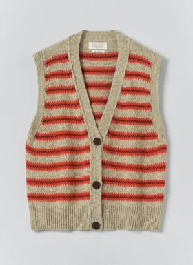Débardeur en lin et coton à rayures jacquard