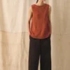 Débardeur en lin et coton tricoté