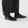 Pantalon large en coton et laine à carreaux Carys