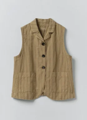 Gilet en coton et lin rayé