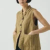 Gilet en coton et lin rayé