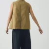 Gilet en coton et lin rayé