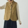 Gilet en coton et lin rayé