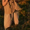 Gilet en coton et lin rayé