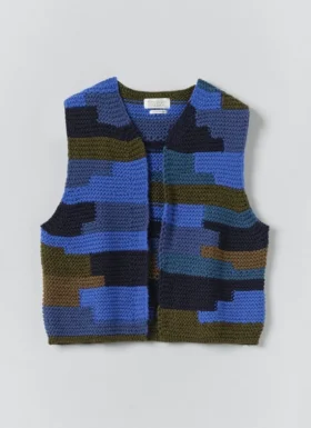 Gilet en laine tricoté patchwork