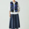 Gilet en laine tricoté patchwork