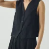 Gilet en toile de coton et lin