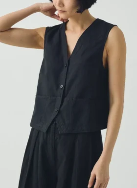 Gilet en toile de coton et lin
