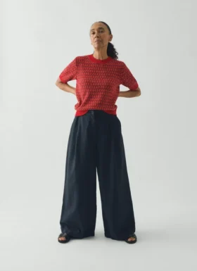 Haut en coton tricoté jacquard