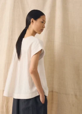 Haut en gaze de coton froissé