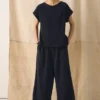 Haut en gaze de coton froissé