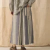 Jupe-culotte en lin à rayures