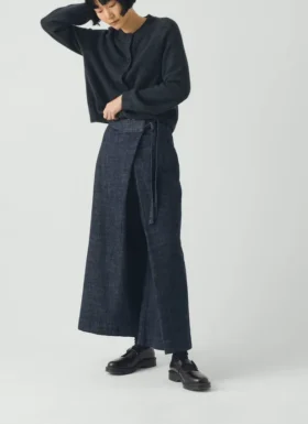 Jupe-culotte plissée en denim